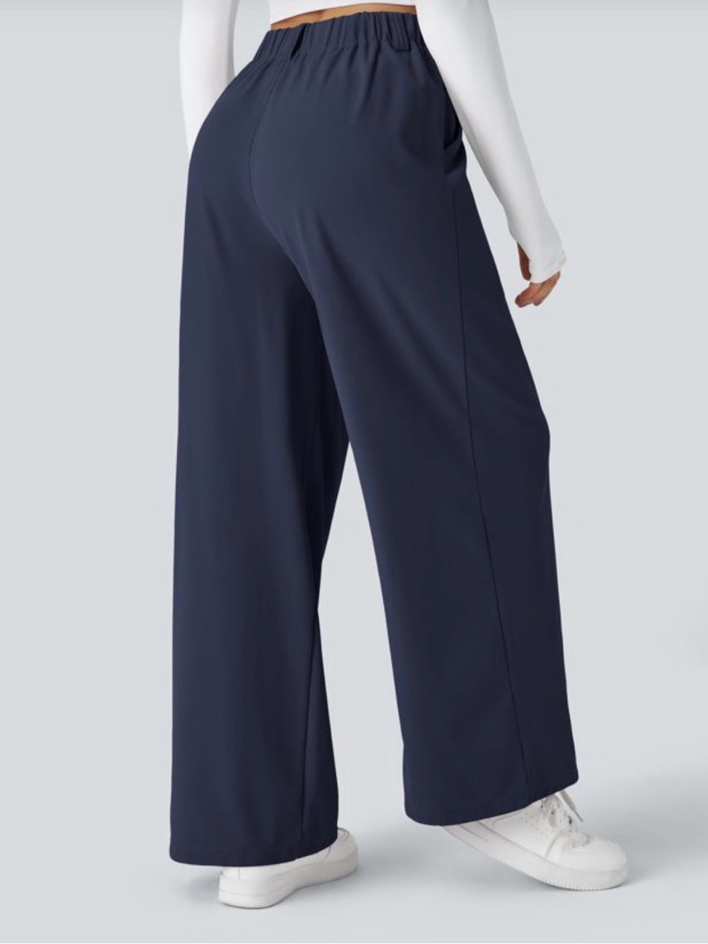 Halara NWT Flex High Waisted Pocket Wide Leg Waffle Work Pants; medium tall - Picture 2 of 9